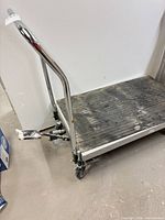 Overall view of platform dolly showing frame, deck and casters