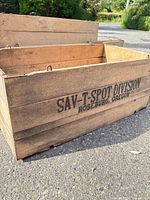 Two assembled crates, printed Sav-T-Spot Division logo visible
