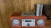 Front view of jWIN stereo with CDs on top
