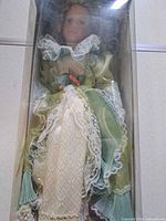 Porcelain doll in original box full view