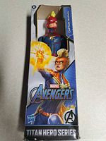 Front view of boxed Captain Marvel Titan Hero figure