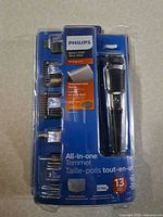 Front of sealed Philips Series 3000 MG3750/10 13-piece trimmer kit