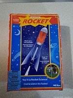Front of Poof-Slinky Scientific Explorer The Meteor Rocket box showing graphics and specifications