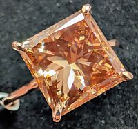 Top view of princess-cut lab-grown diamond in 10K gold setting