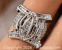 Front view of 10K gold ring showing diamond cluster design