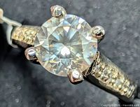 Close-up of center stone in prong setting
