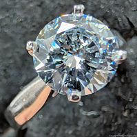 Close-up of diamond and prongs showing cut and brilliance