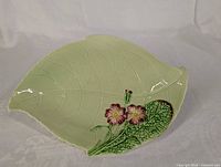 Front view of leaf-shaped Carlton Ware Primula dish