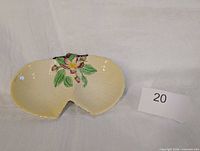 Top view of double leaf dish showing full pattern and shape