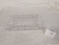 Top view of pressed glass rectangular serving dish