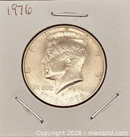 Obverse view showing Kennedy profile and 1776-1976 date