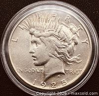 Obverse of 1925 Peace Dollar in capsule