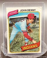 Front of 1980 O-Pee-Chee John Denny card in sleeve