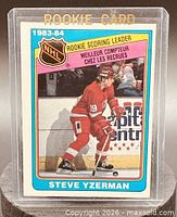 Front of Steve Yzerman Rookie Scoring Leaders card in sleeve
