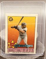 Front of 1989 O-Pee-Chee Dave Winfield sticker card in holder