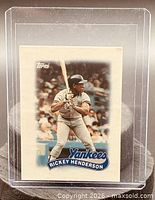 Front of 1989 Topps Mini Leaders Rickey Henderson card in sleeve