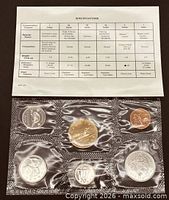 Full view of specification card and sealed coin set