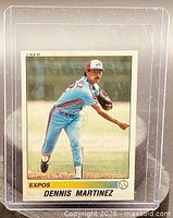 Front of Dennis Martinez card in sleeve