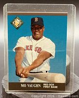 Front view of the 1991 Fleer Ultra Kevin Maas card in holder