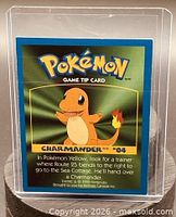 Front of Charmander Game Tip Card in sleeve