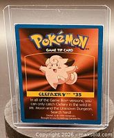 English side of Clefairy Game Tip Card #35 in sleeve