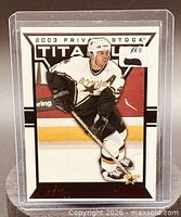 Front view of Mike Modano Private Stock Titanium card in plastic holder