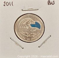 Reverse of coloured Orca Whale quarter in holder