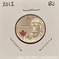 Reverse showing Tecumseh design and coloured maple leaf
