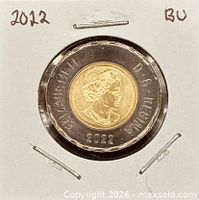 Obverse view of 2022 Canada $2 coin in holder