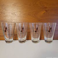 Front view of four atomic pattern glasses