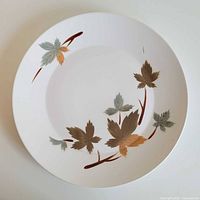 Front view showing full platter and leaf pattern