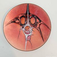 front view of enamel dish showing full design