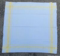 Full view of unfolded tablecloth showing color and border design