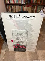 Large and small poster boards leaning against shelf