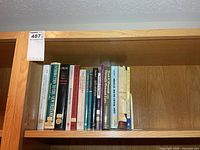 Full view of top shelf showing all books