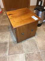 Front view of solid pine cabinet with two doors