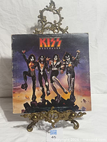 Front cover of Kiss Destroyer LP on stand