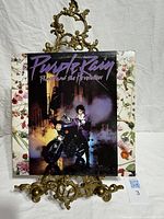Front cover of Purple Rain LP on display stand