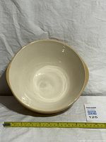 Top view of Mason Cash stoneware bowl showing interior and grip lip