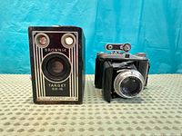 Front view of Brownie Target Six-16 and Balda Baldix Baltar cameras