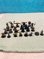 All 23 D&D miniatures arranged on cloth