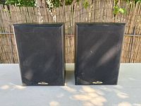 Front view of both Sound Dynamics speakers with grilles installed
