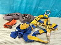 Overview of straps and harness laid out