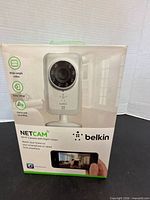 Front of retail box showing Belkin NetCam Wi-Fi Camera with Night Vision