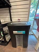 Front and side view of Omnitech shredder