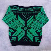 Front view of Kenzo black and neon green wool sweater
