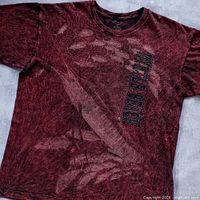 Front view of red/black swordfish Myrtle Beach graphic T-shirt