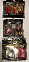 Group shot of three boxed WWE Classic Superstars sets
