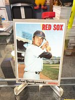 front view of Carl Yastrzemski 1970 Topps #10 card on stand