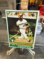 Front view of 1975 Topps Dave Parker card on stand
